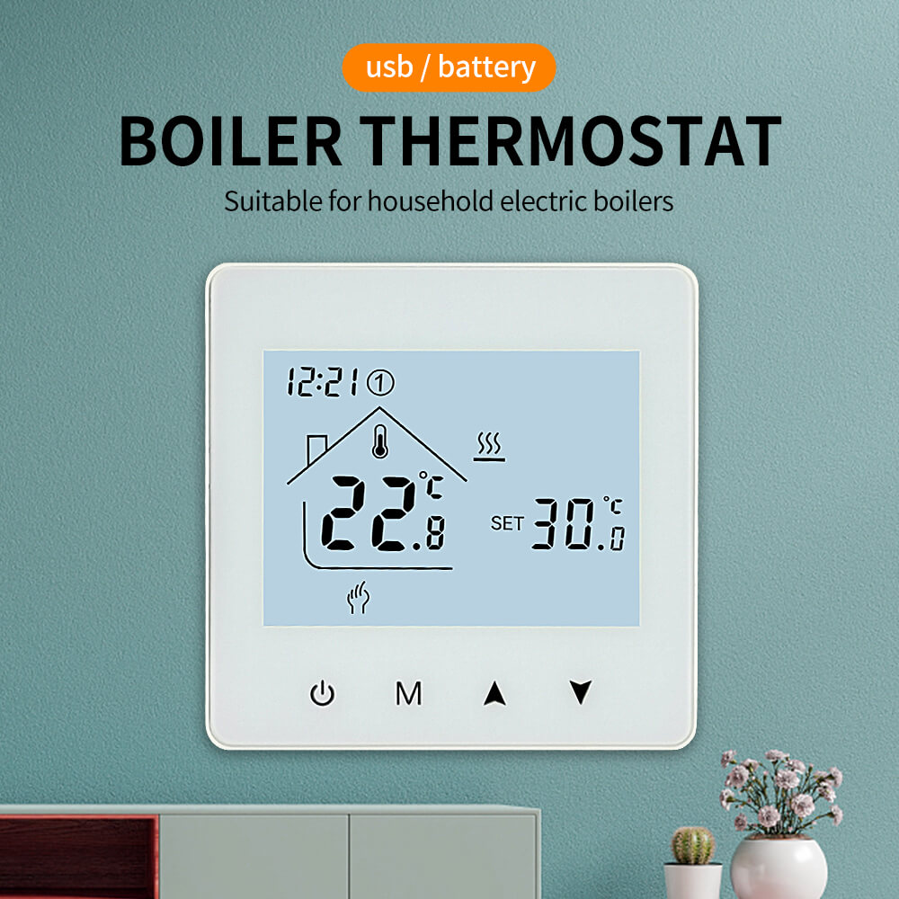 LCD 3AA Batteries Programmable Gas Boiler Thermostat with Type C